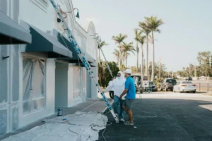Sarasota house painting project featuring a freshly painted coastal-style home